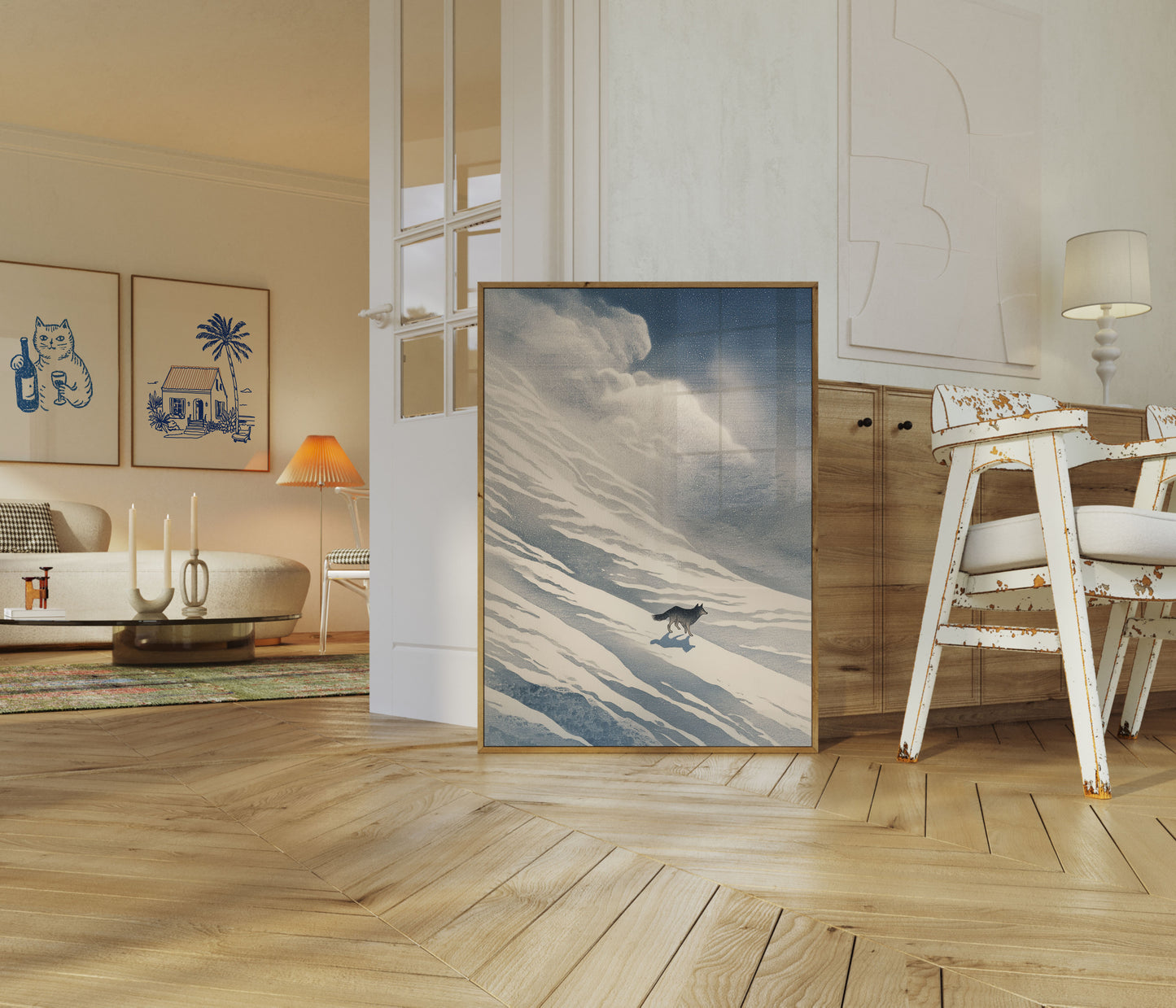 Wolf Running Through Snow Poster