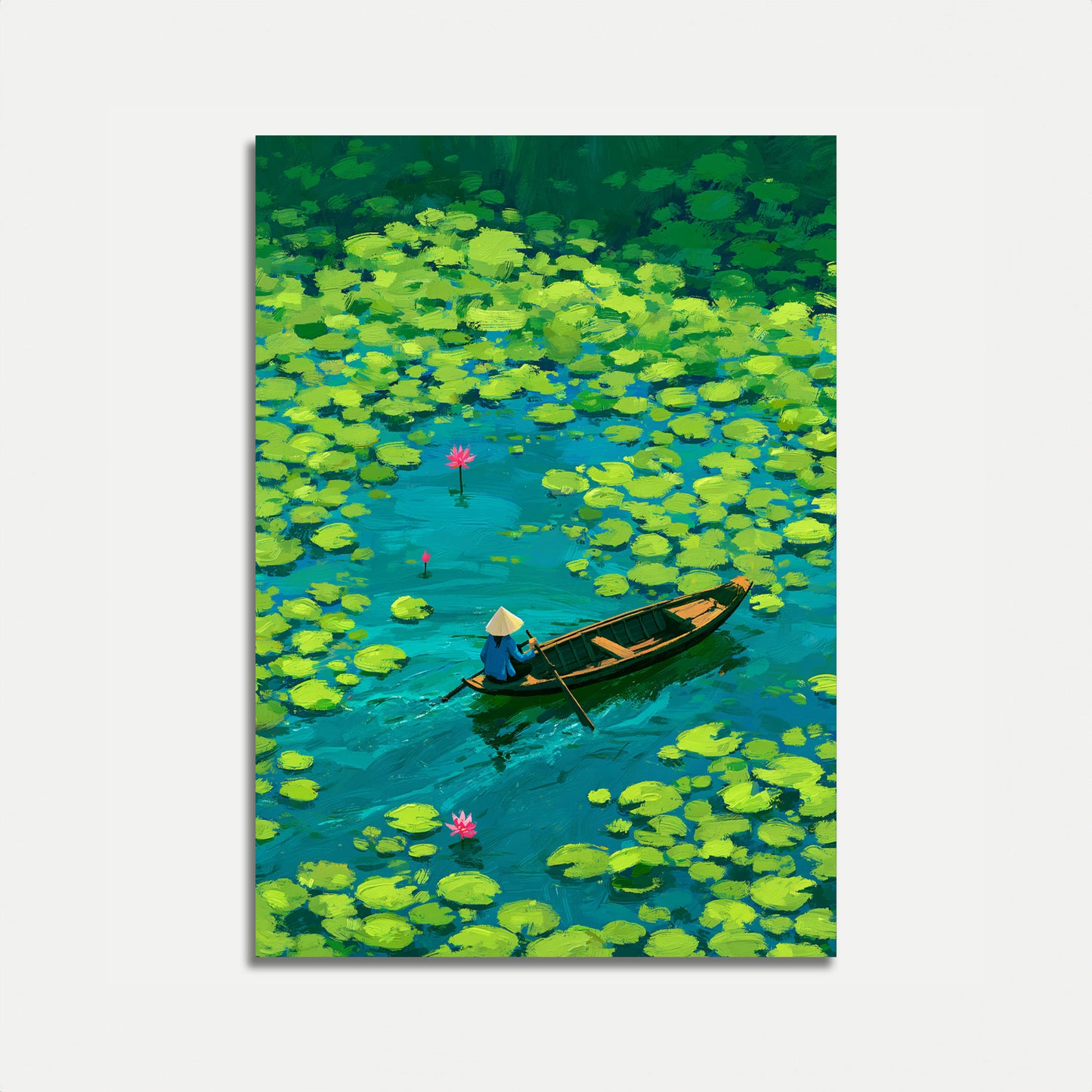 Serene Lotus Boat Journey Poster