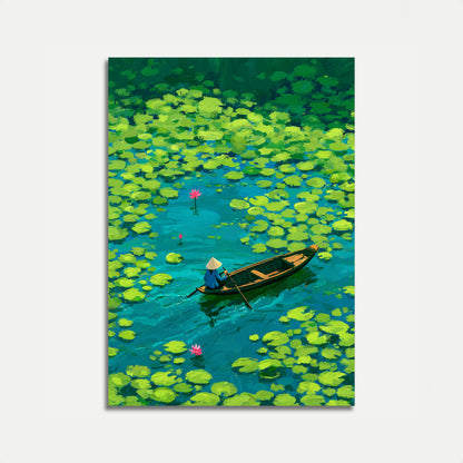 Serene Lotus Boat Journey Poster