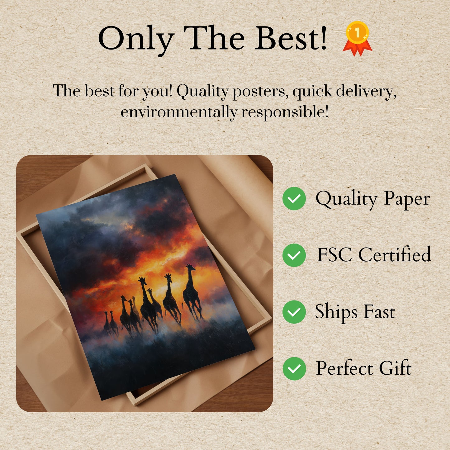 Girafas em Fogo do Pôr do Sol Pôster