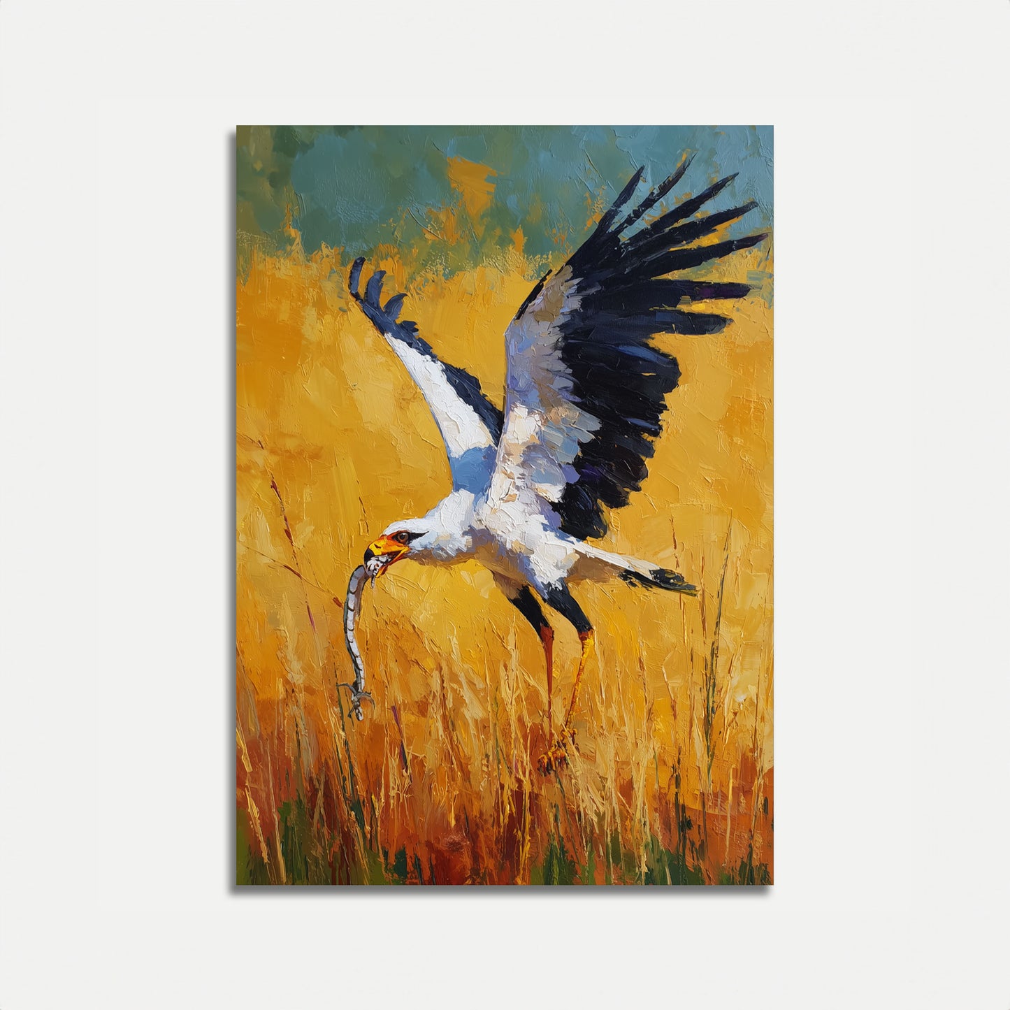 Secretarisvogel in Gouden Velden Poster