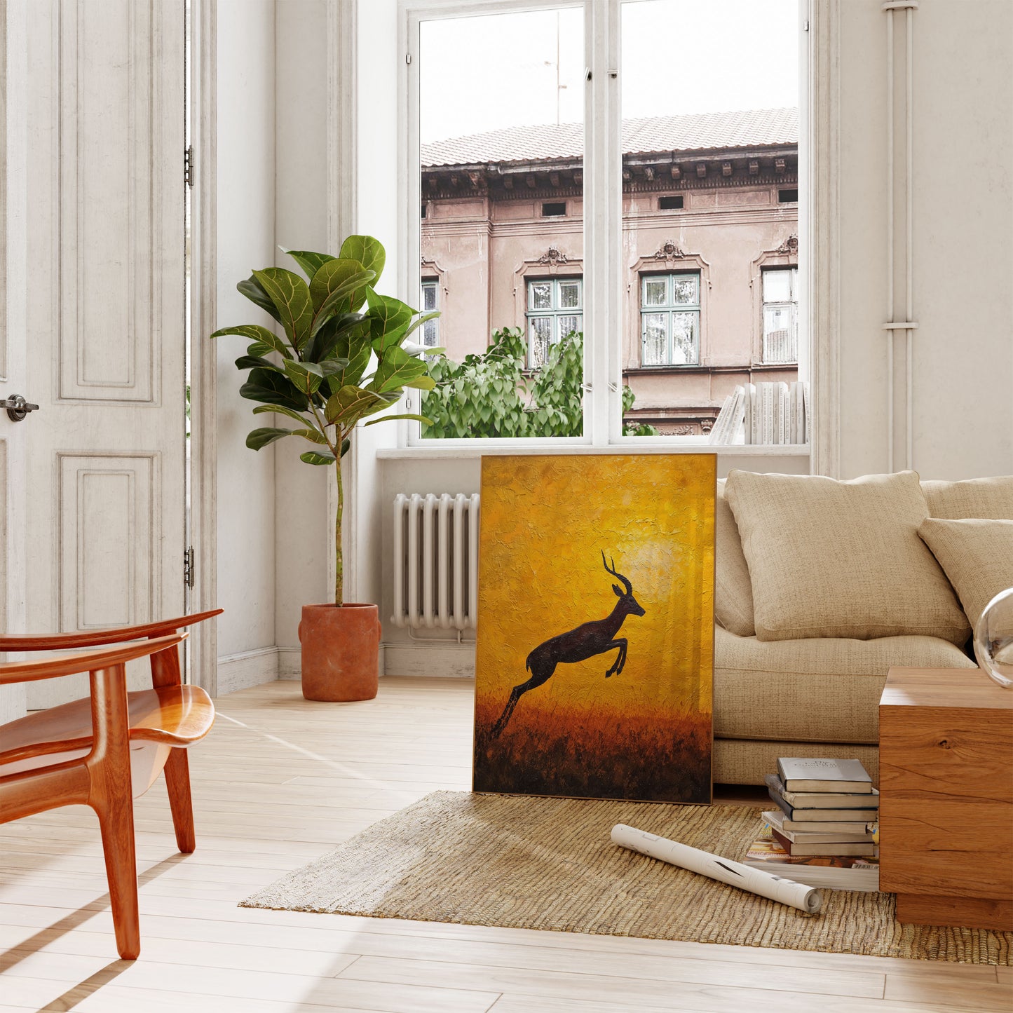 Leaping Antelope at Sunset Poster