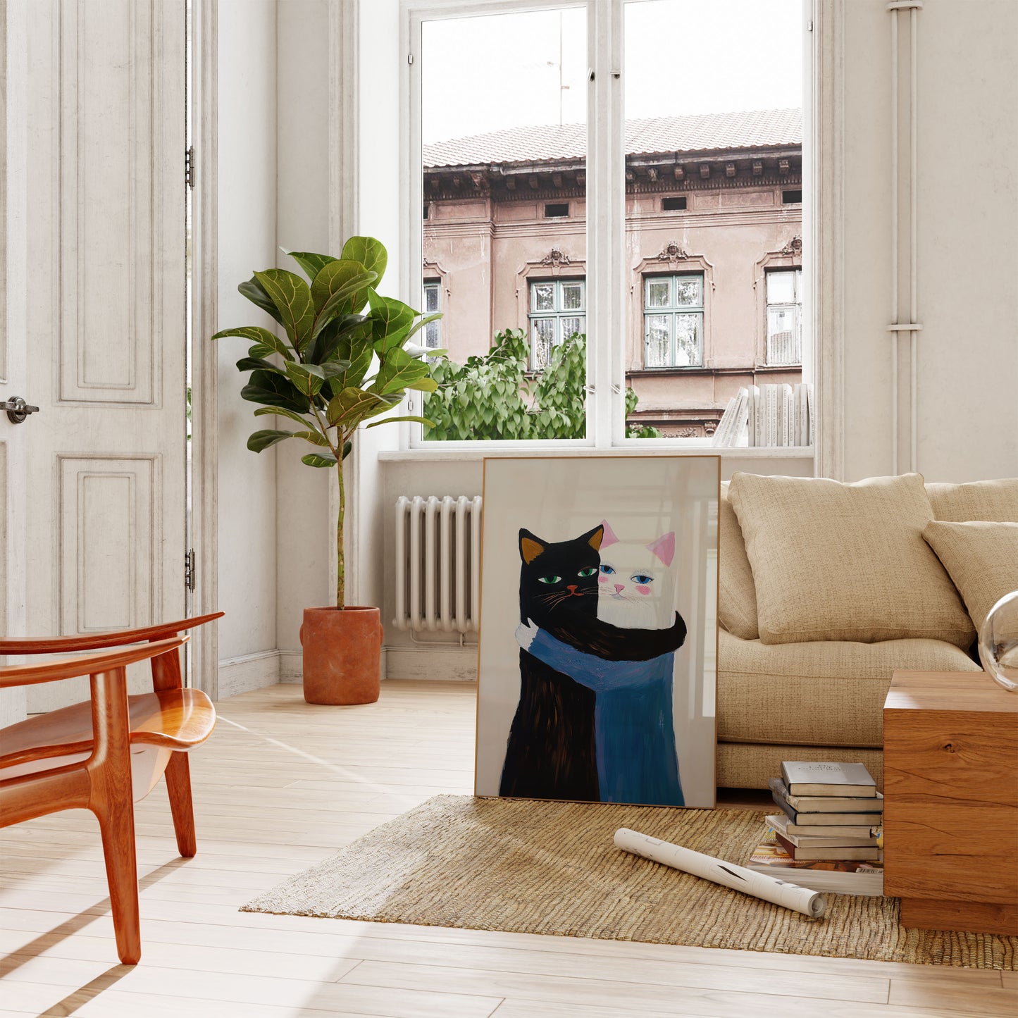 Yin Yang Cats Embrace Poster