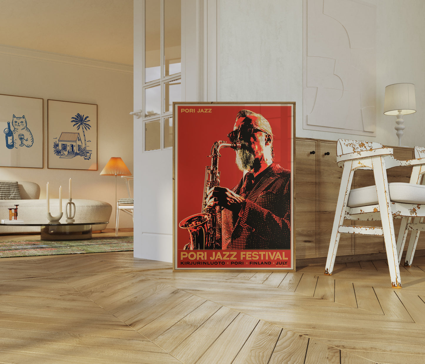 Plakat w stylu vintage Festiwalu Pori Jazz