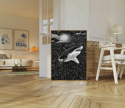 Cosmic Shark Space Voyage Poster