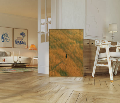 Solitary Wanderer in Golden Fields Poster