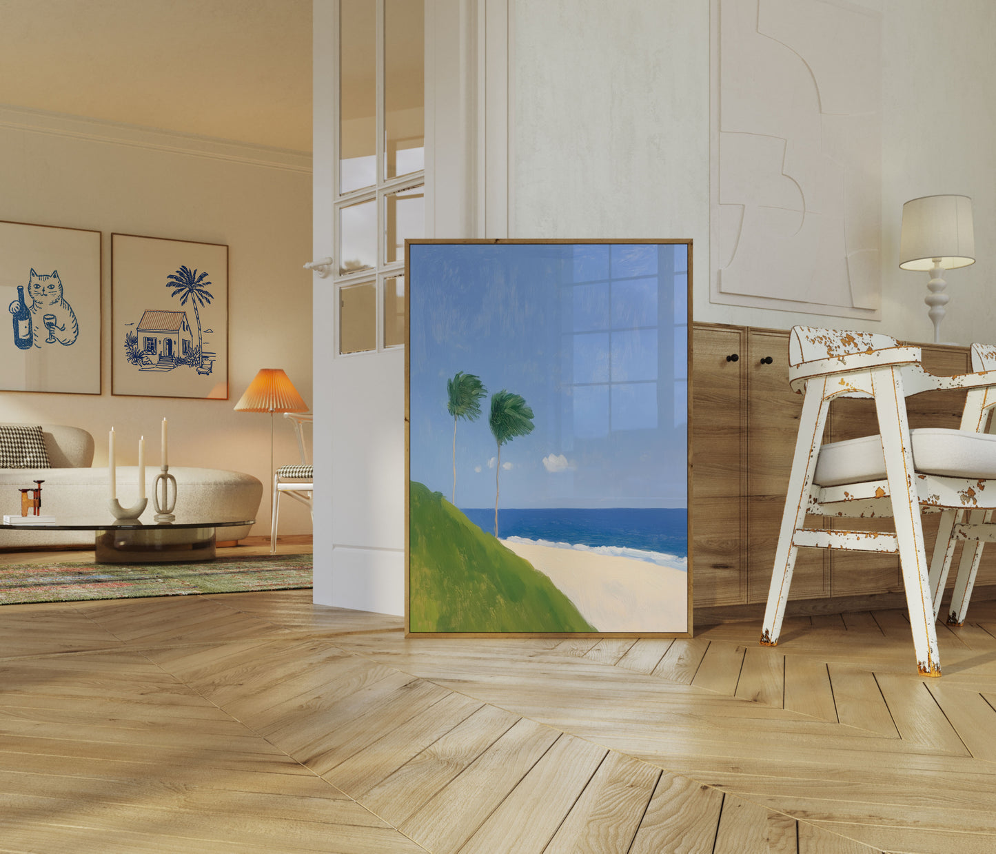 Windswept Coastal Palms Poster