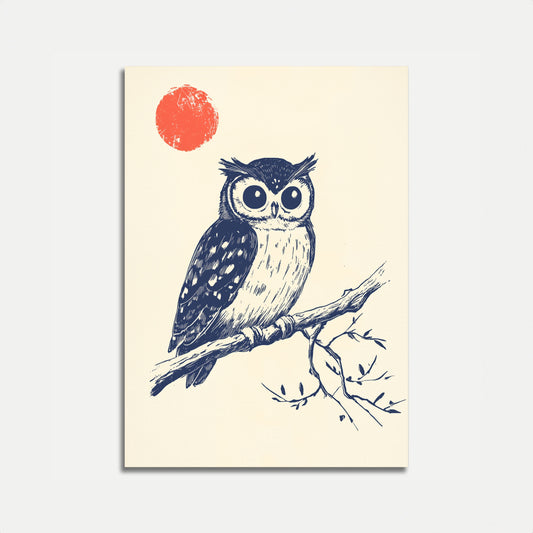 Midnight Owl Under Moon Poster