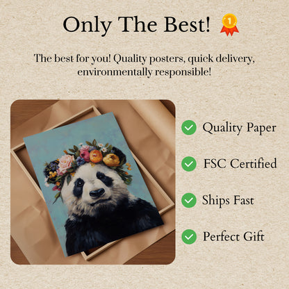 Floral Crown Panda Poster
