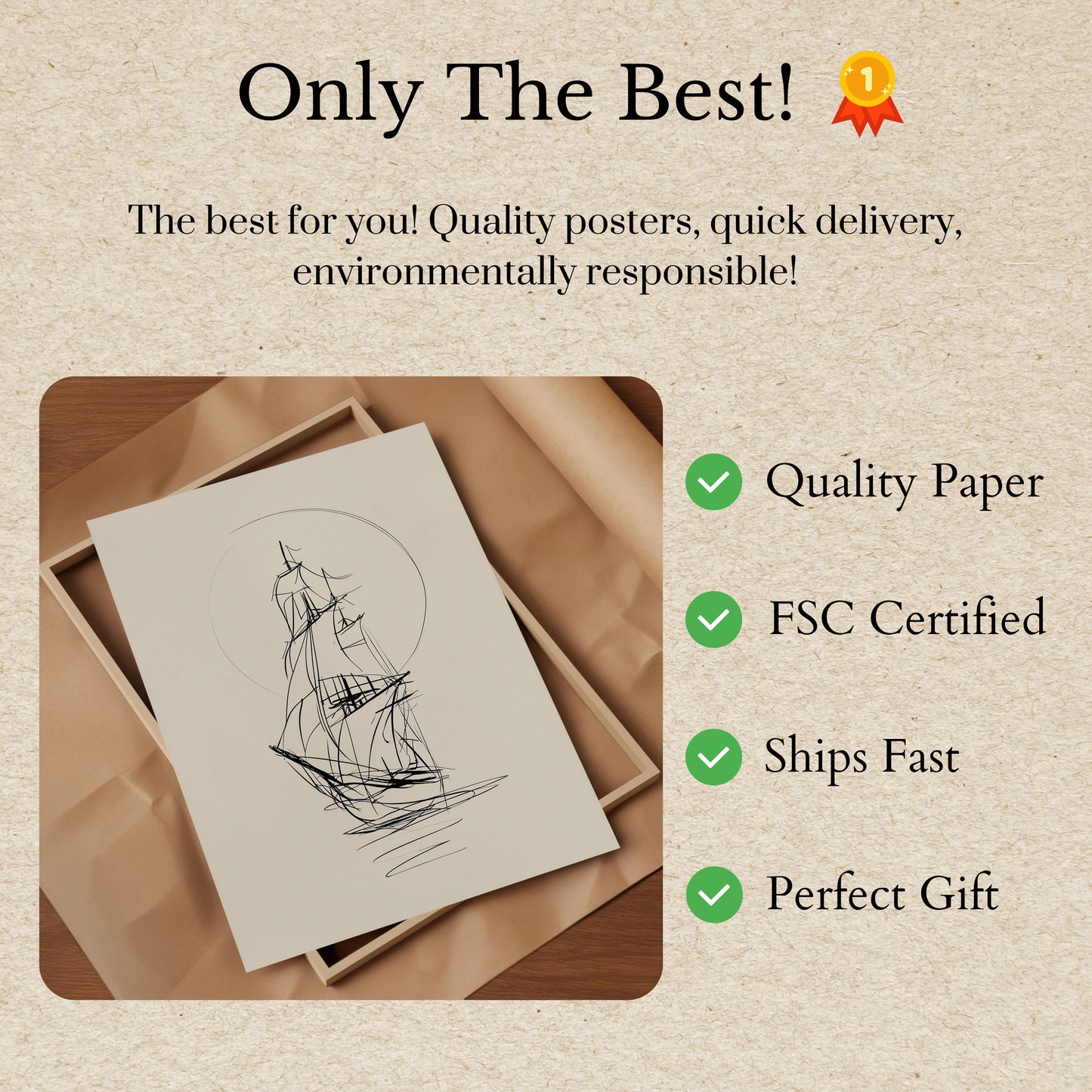 Vintage Sailing Ship Poster