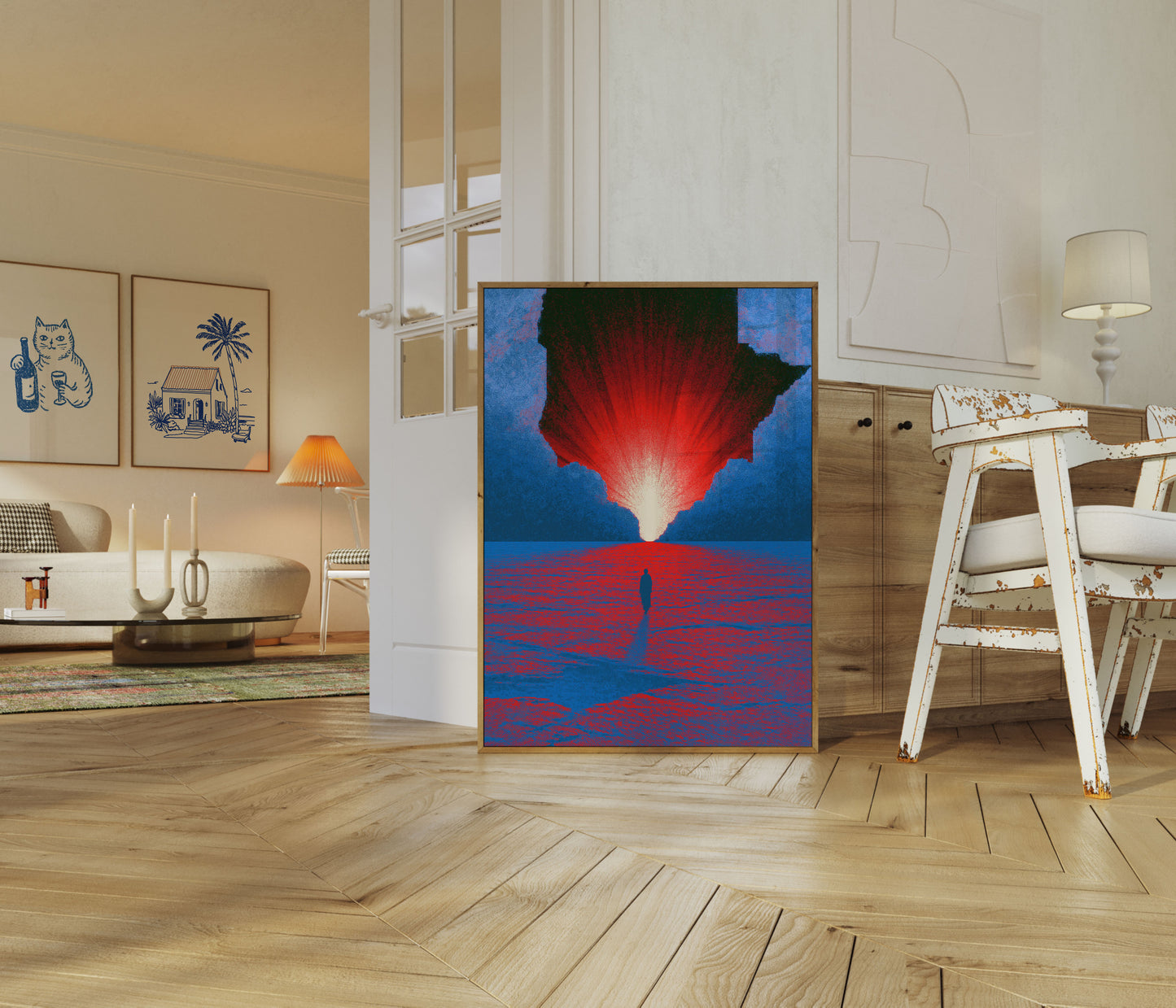 Figura Solitaria Incontra la Luce Poster