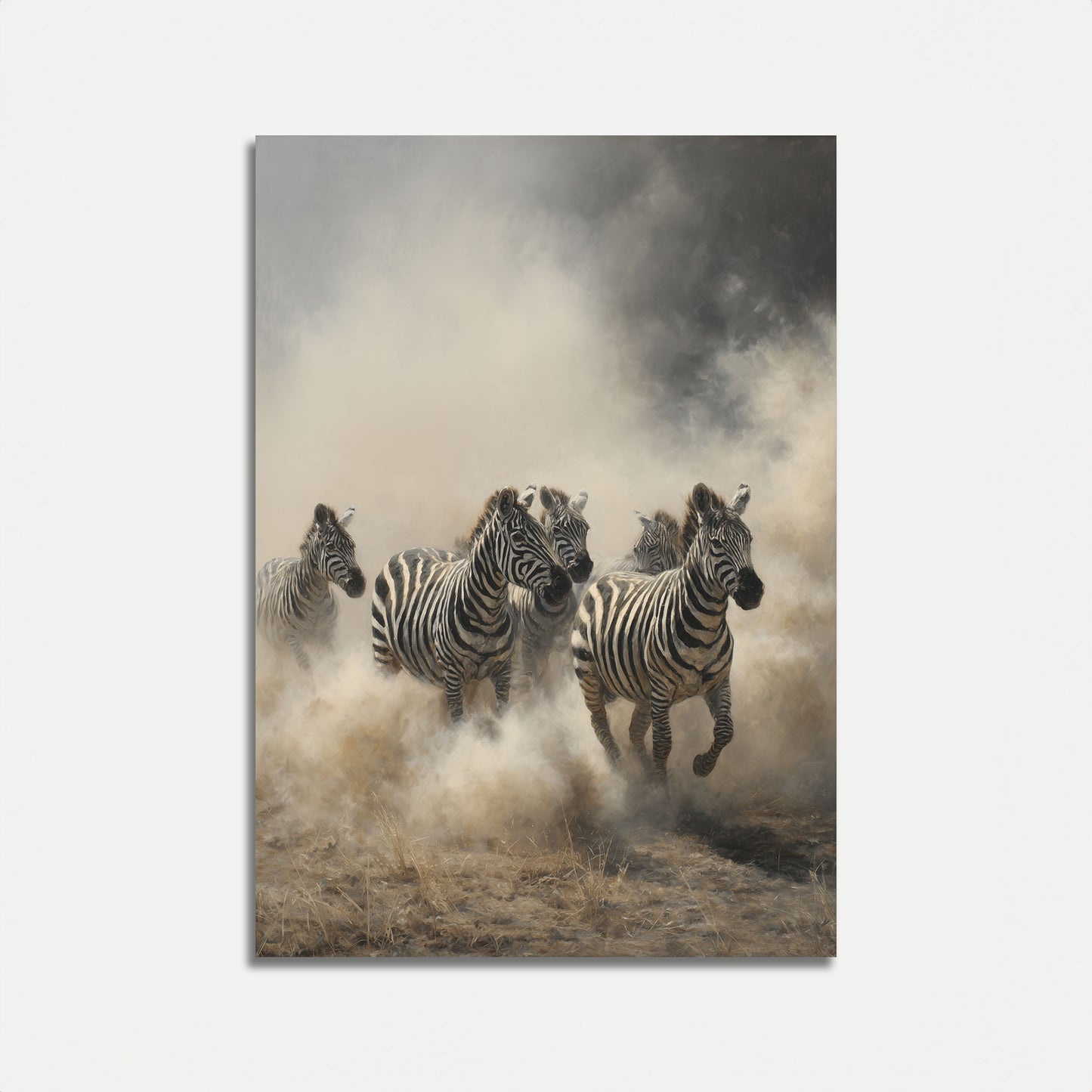 Póster de Cebras Corriendo por el Polvo