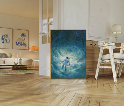Astronaut Zwevend Door Kosmos Poster
