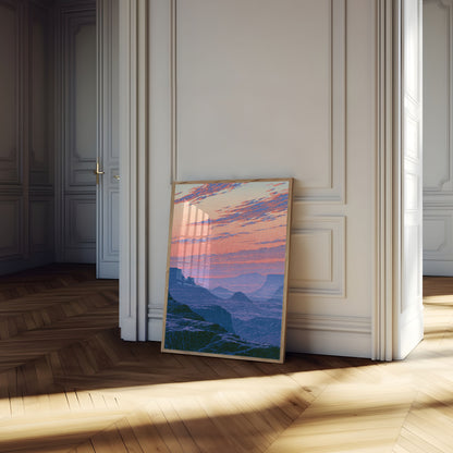 Poster woestijn zonsondergang canyon landschap