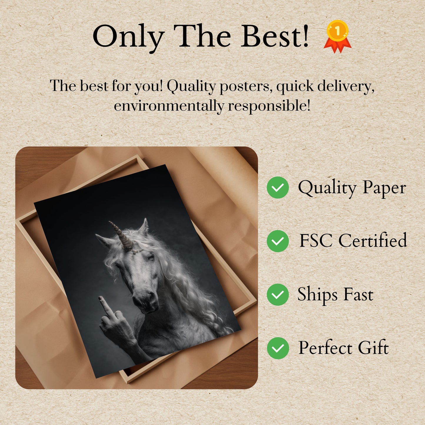Poster dell'Unicorno Ribelle Dito Medio