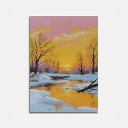Poster Paesaggio Fluviale al Tramonto Invernale