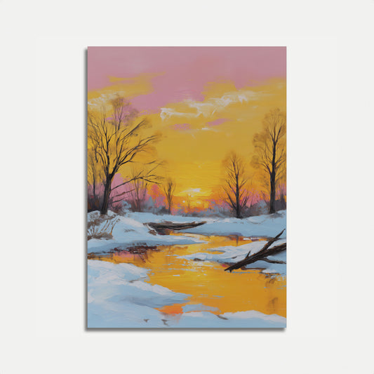 Póster de Paisaje de Río al Atardecer de Invierno