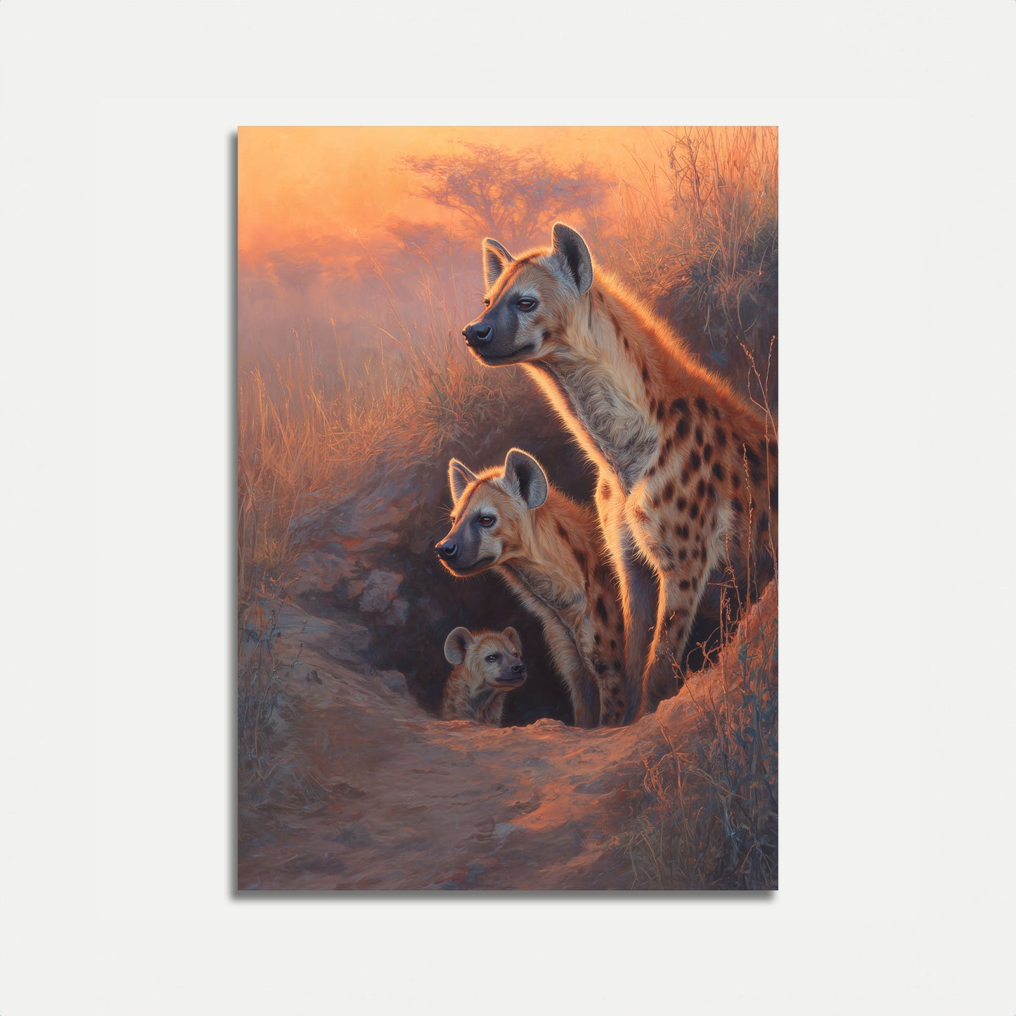 Affiche Hyènes Africaines au Coucher du Soleil