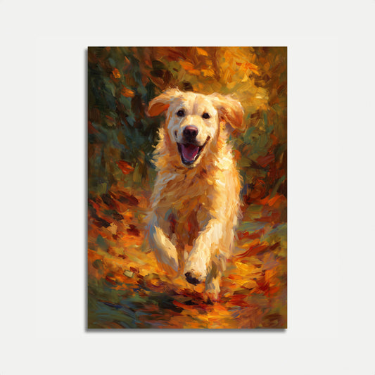 Happy Golden Retriever Autumn Poster