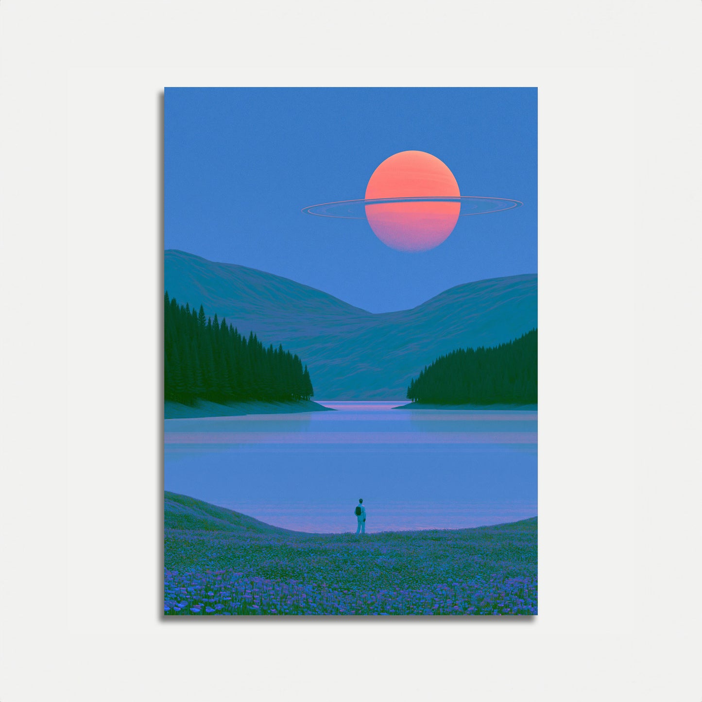Saturn Over Alpine Lake Poster