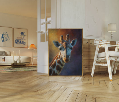 Póster de jirafa con luz dorada