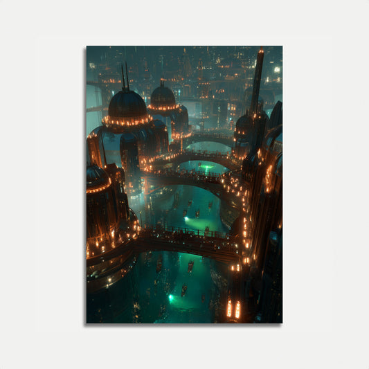 Cartaz de Luzes de Cidade Neon Futurista