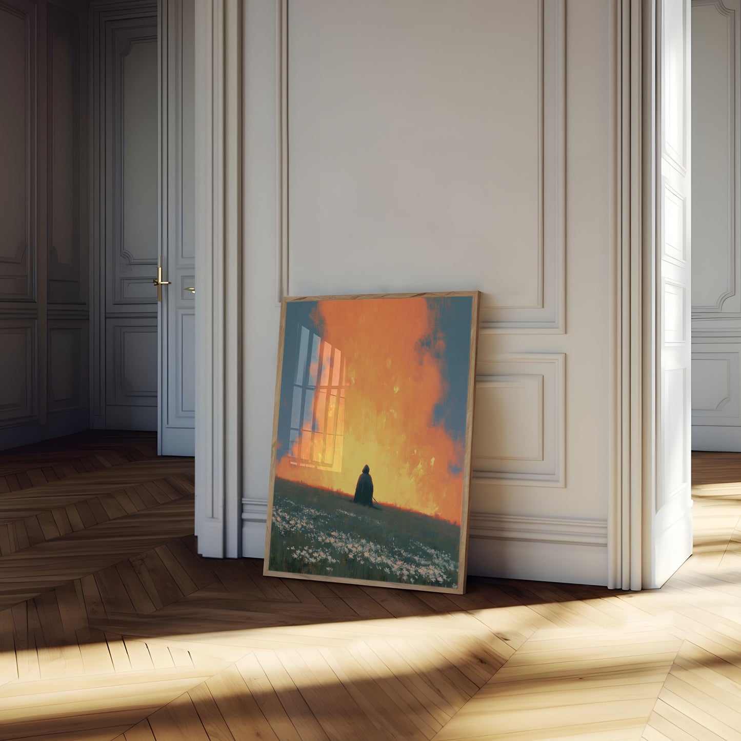 Solitary Figure in Fire Poster