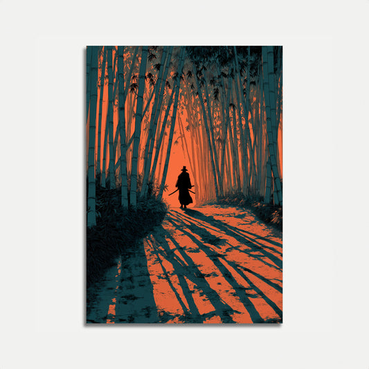 Samurai in Bamboo Forest Poster