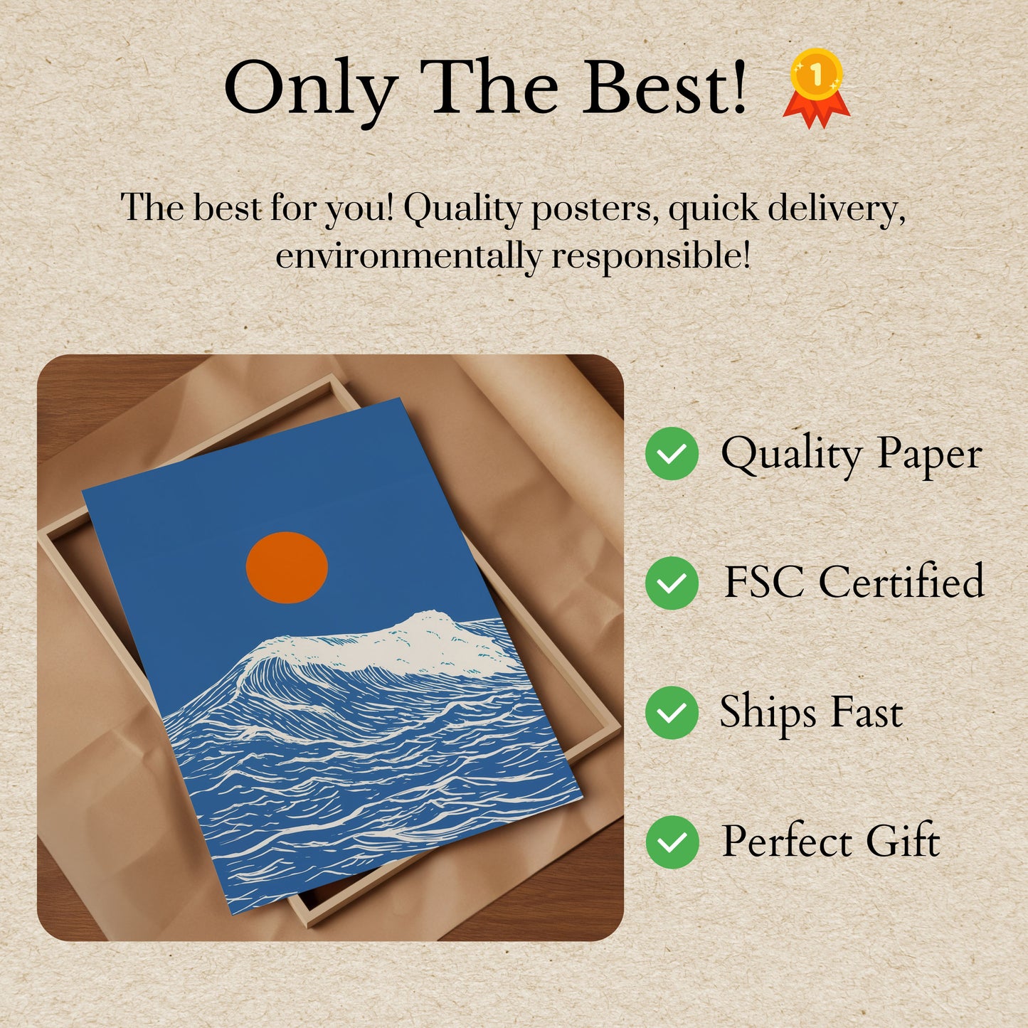 Sunset Ocean Wave Poster