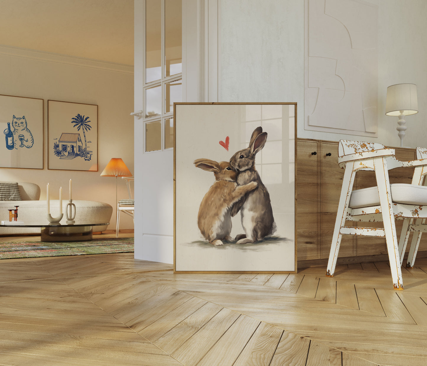 Kaninchen-Liebe Umarmung Poster