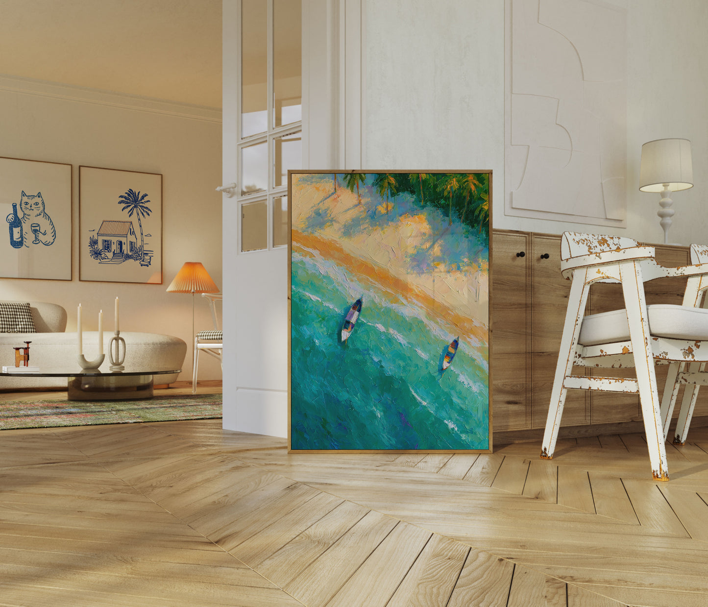 Aerial Beach Boats Paradise Poster