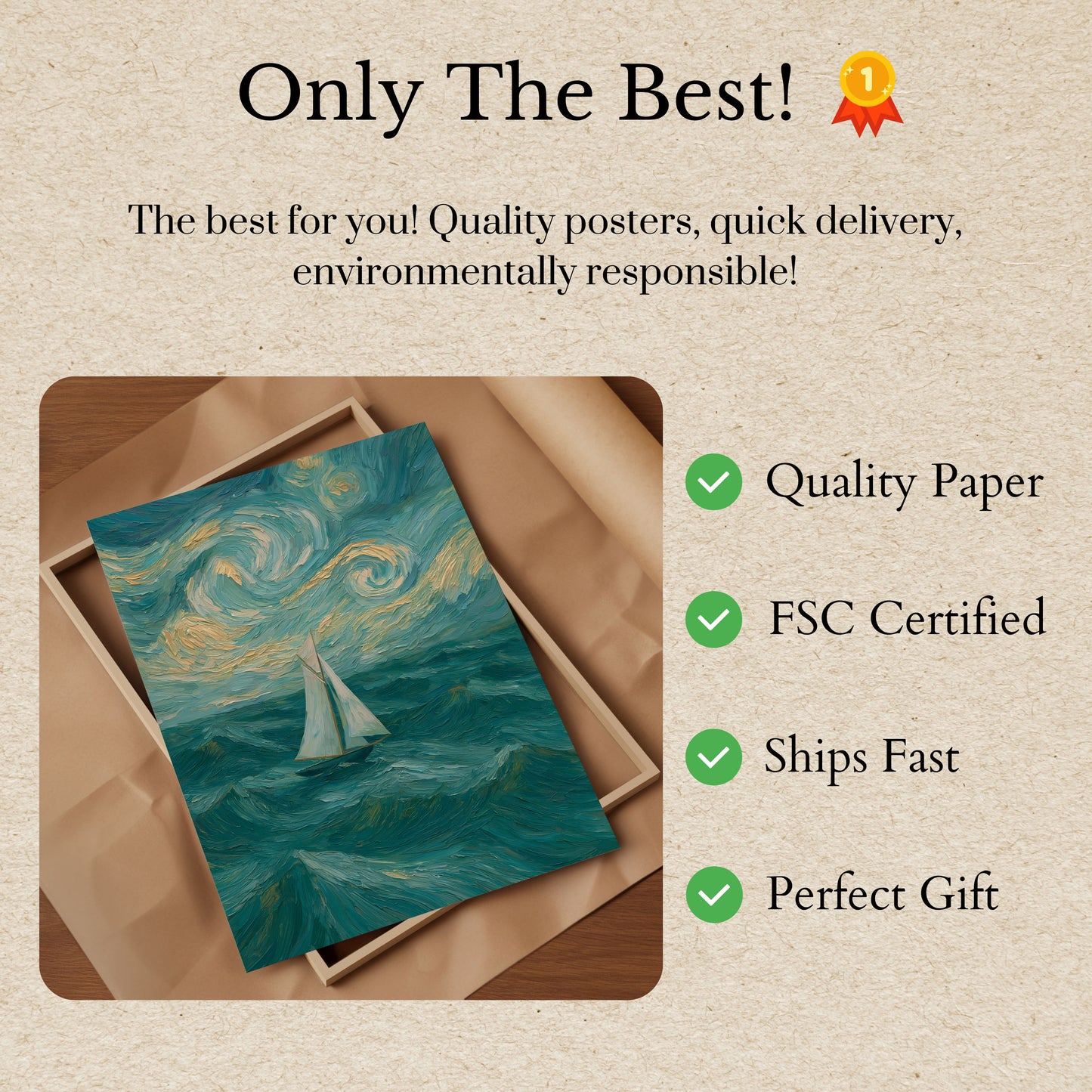 Starry Night Sailboat Ocean Poster