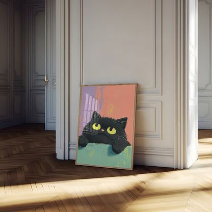 Curious Black Cat Poster