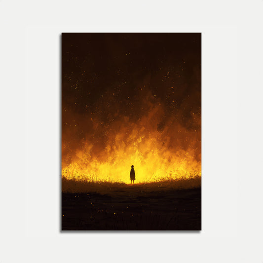 Solitary Figure Against Inferno Poster
