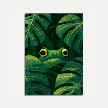 Green Frog in Leafy Jungle Poster