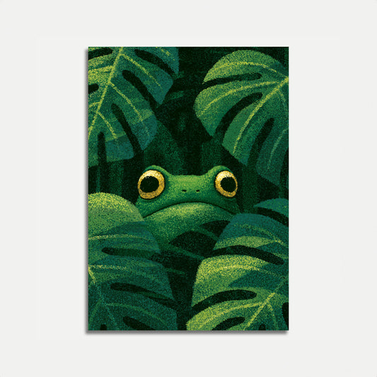Green Frog in Leafy Jungle Poster