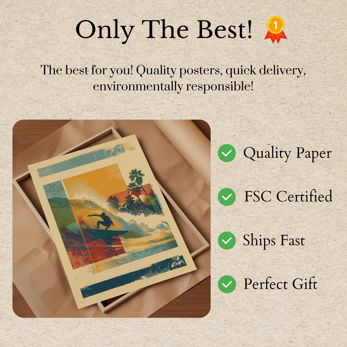 Póster de vibraciones de surf de California