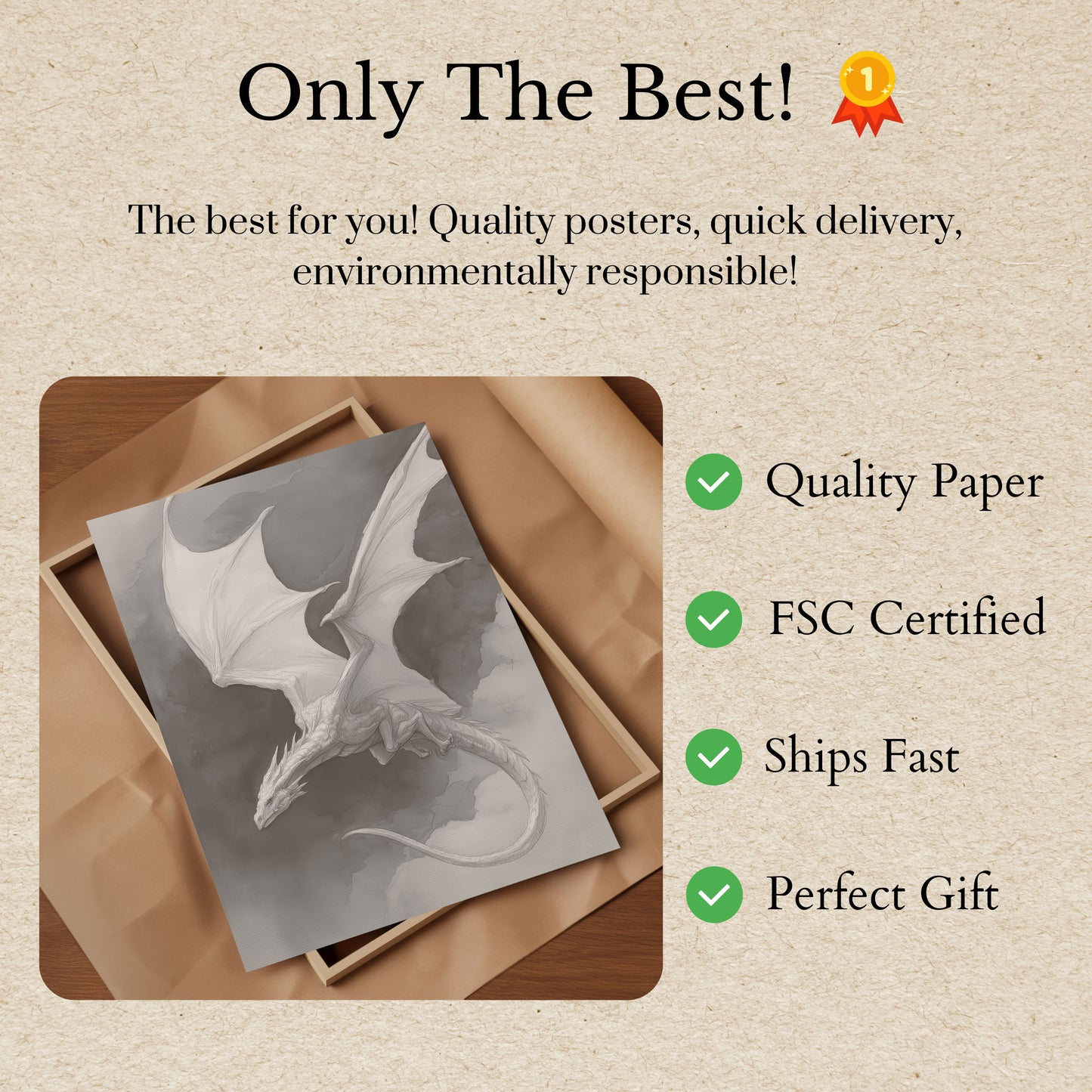 Ethereal White Dragon Flight Poster