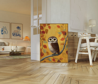 Autumn Owl Nature Poster