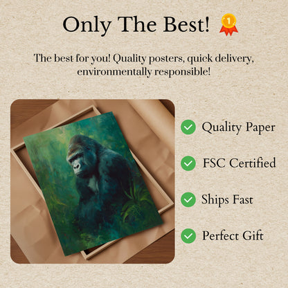 Póster de Gorila Majestuoso en Bosque Esmeralda