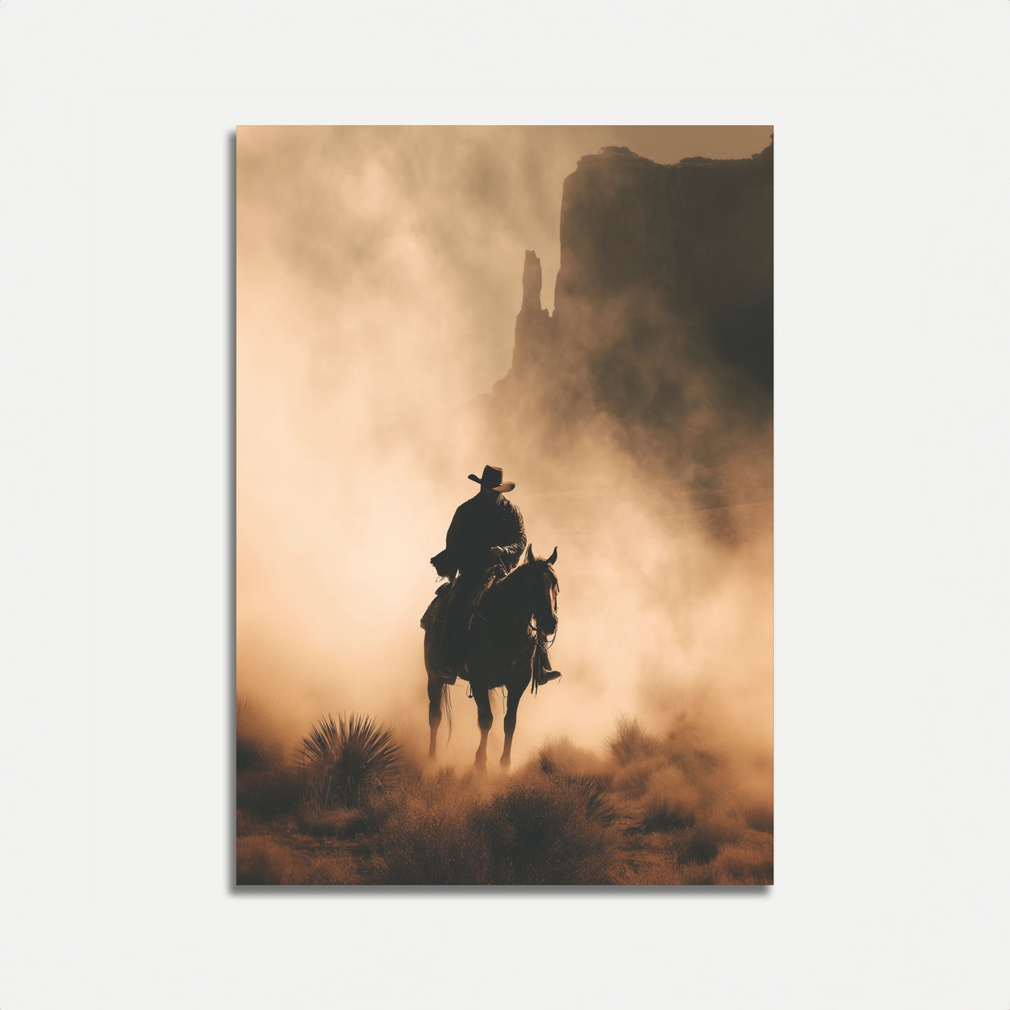 Lone Rider Desert Silhouette Poster