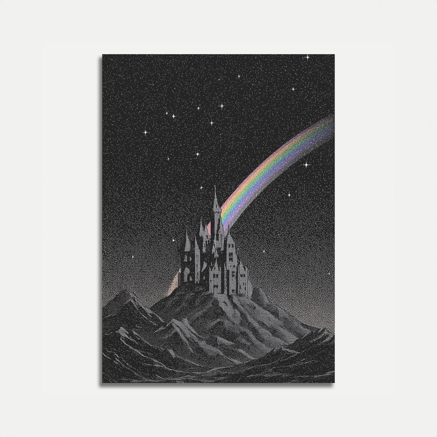 Magical Castle Rainbow Night Poster
