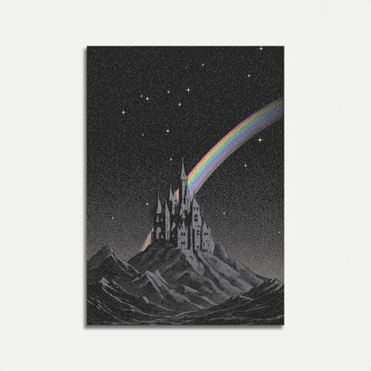 Magical Castle Rainbow Night Poster