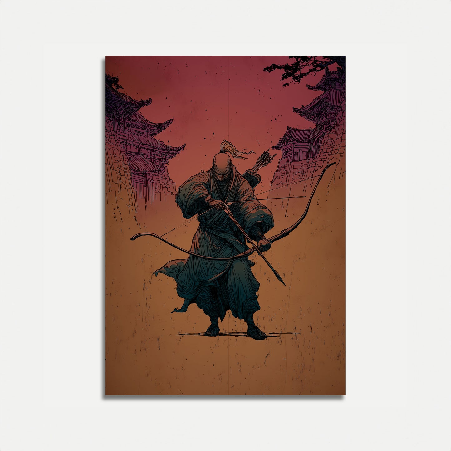 Affiche du Archer Samouraï au Japon Antique