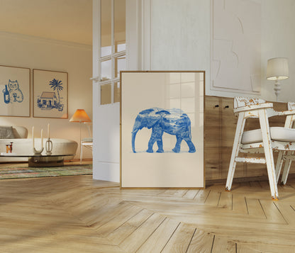 Blue Elephant Landscape Poster