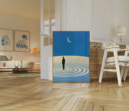 Solitude Under the Crescent Moon Poster