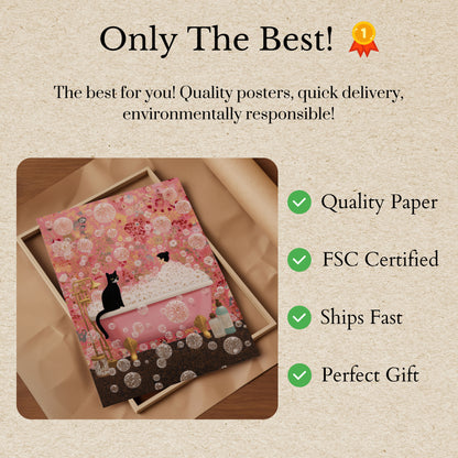 Bubbles and Black Cat Poster