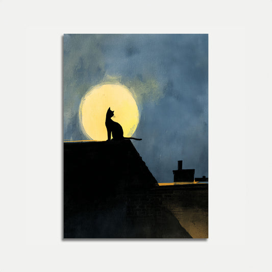 Cat Silhouette Under Moonlight Poster