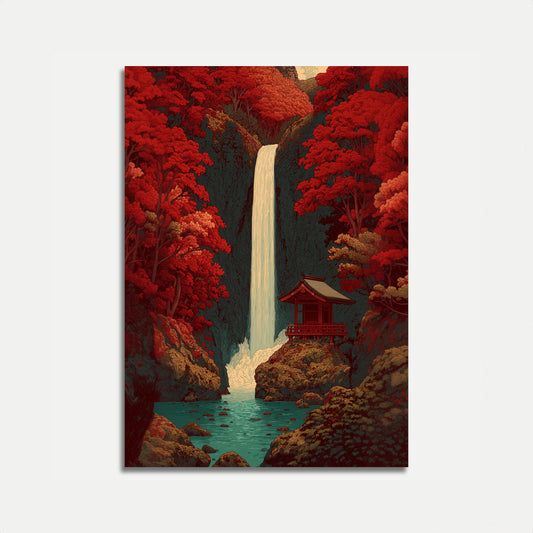 Japansk Vandfalds Tempel Plakat