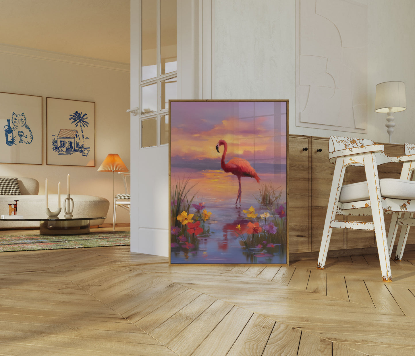 Solnedgangsflamingo Drømmeplakat
